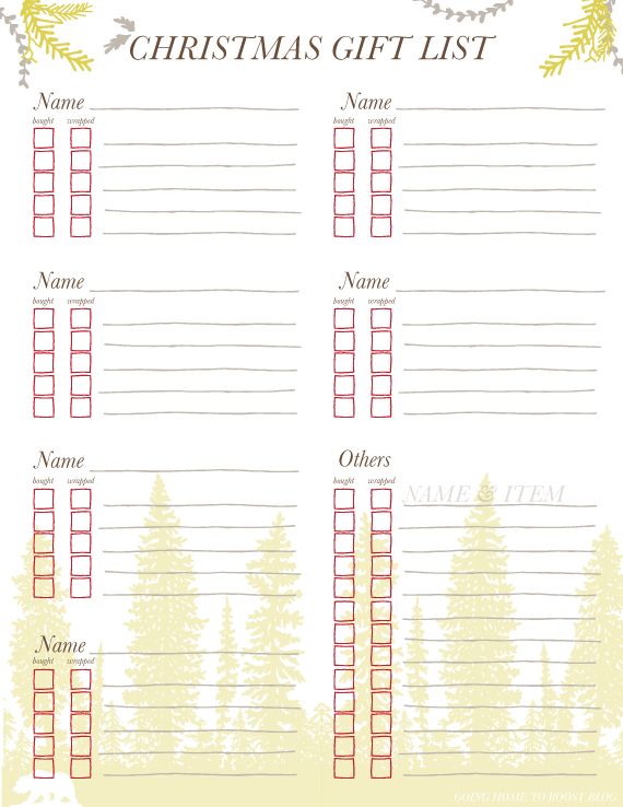 Free Printable Christmas Gift List Template Gallery - Template