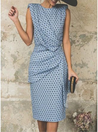 VERYVOGA PolkaDot Sleeveless Sheath Midi Party Dresses VERYVOGA PolkaDot Sleeveless Sheath Midi Party Dresses