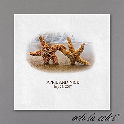 66 Best Personalized Wedding Napkins Images On Pinterest Have These Starfish Napkins At The Ready When It S Time For Your Destination Or Beach Wedding Reception Add Personalization Custom Style