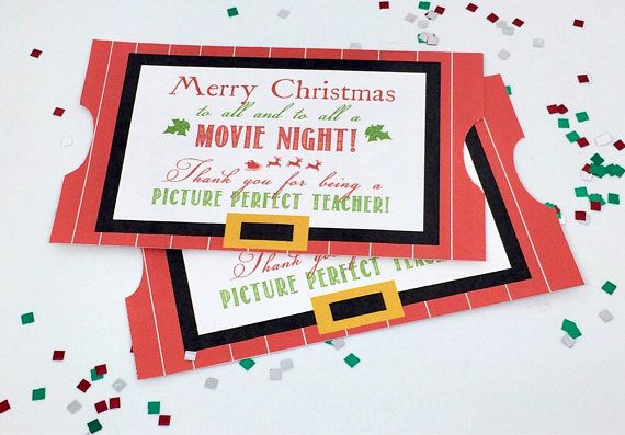 Looking for a great and easy teacher gift for the holidays? These darling printable Christmas gift tags are the ticket! Simply pint tags and attach to a movie gift card or Redbox movie certificate. Add popcorn or movie size candy for a nice touch! Who doesnt love a movie! NOTE: This is