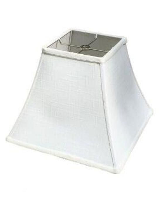 White Silk 10 Inch Square Bell Candle Stick Lampshade Replacement 5x10x9 Lamp Shades Linen Finials White Silk 10 Inch Square Bell Candle, What Size Lamp Harp For 10 Inch Shade