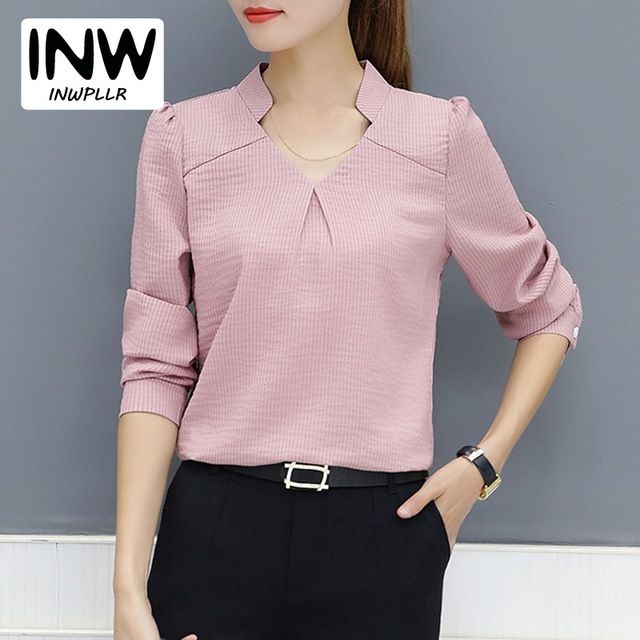 UK Womens V Neck Office Formal Shirt Ladies Floral Print Long Sleeve Blouse Tops