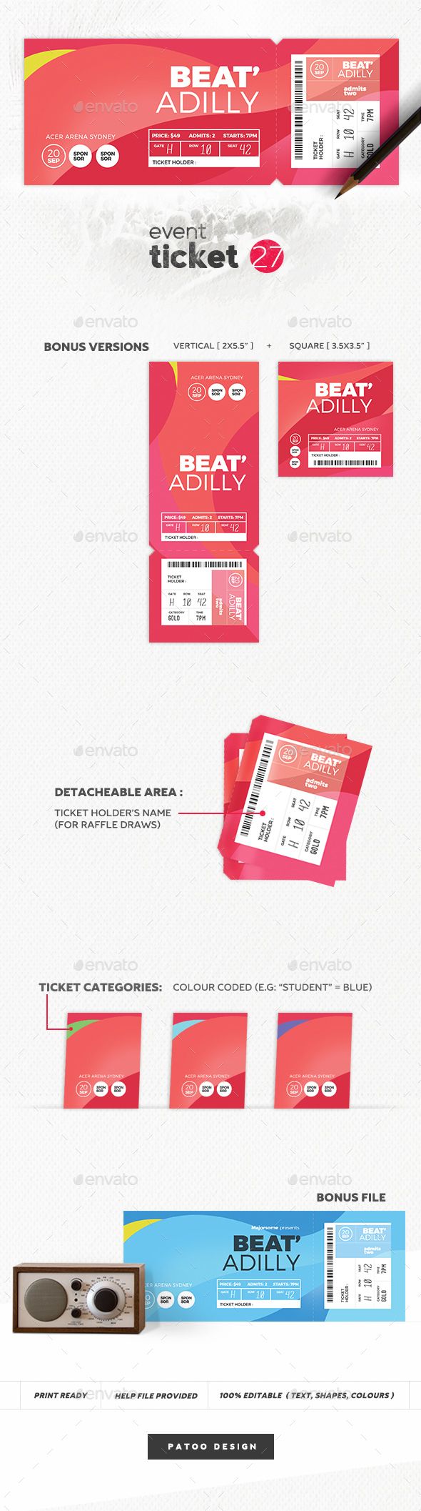 3 Awesome Ticket Templates for the price of ONE! Grab here: https://graphicriver.net/item/event-ticket-template-27/19481068