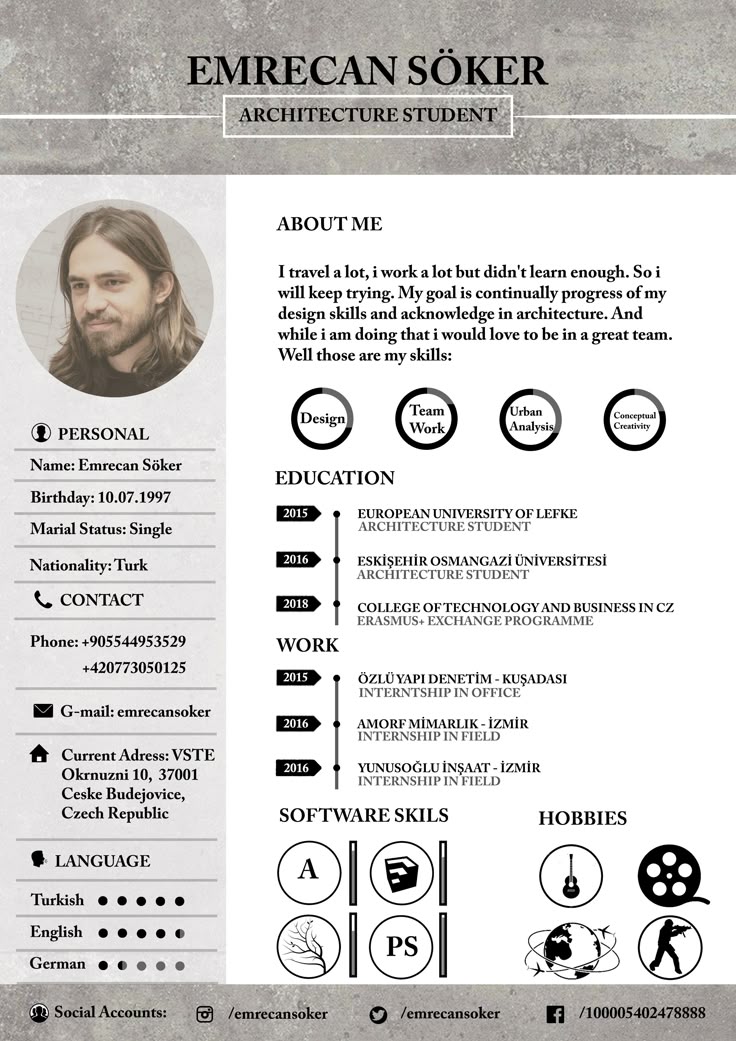 Architectural student cv example.
