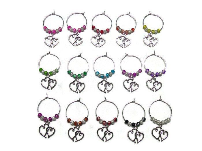 50 Wedding Wine Glass Charms Heart Markers - Wedding Wine Glass Charms Bulk 50 Wedding Wine Glass Charms Heart Markers - Wedding Wine Glass Charms Bulk