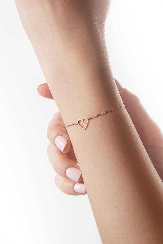 Delicado Simple Pulsera de oro De mujer Regalo Para Ella Nueva Moda Pulsera Corazón
