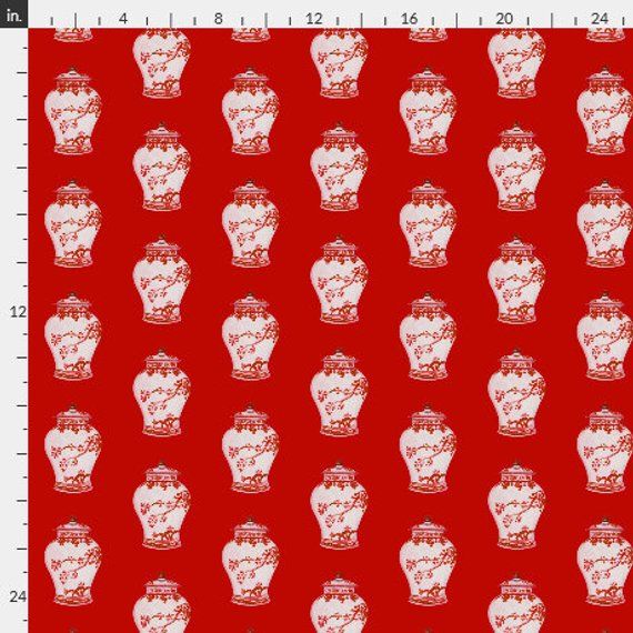 Christmas Gift Wrap Wrapping Paper Festive Red Paper Ginger Jars Chinoiserie Pap...