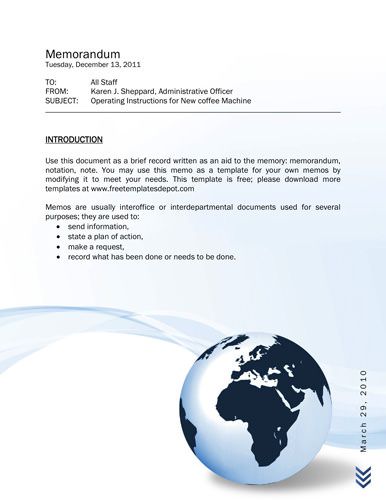 business memo format word