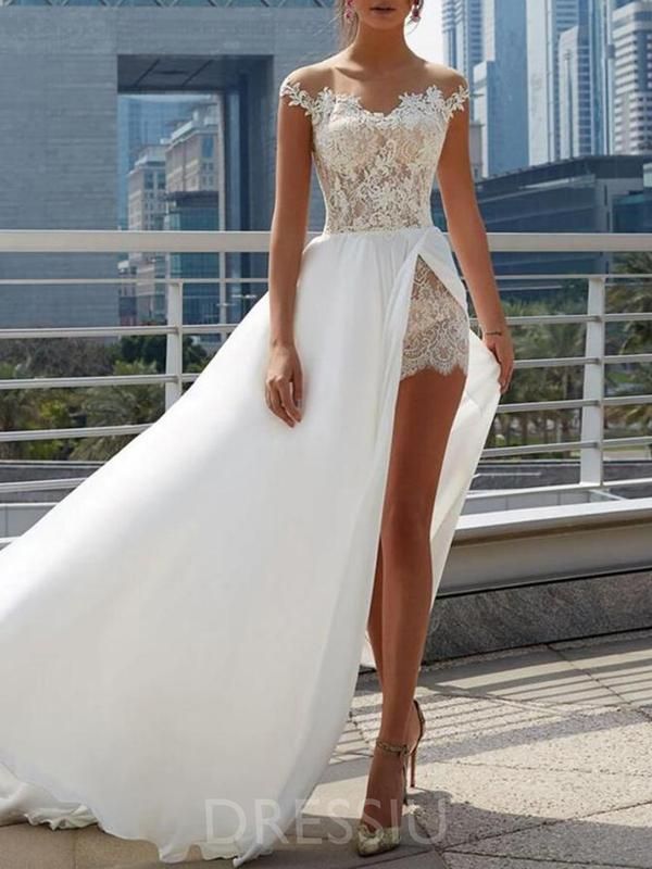 Trumpet/Mermaid Scoop Sweep Train Split-Front Chiffon Beach Wedding Dr – dress… Trumpet/Mermaid Scoop Sweep Train Split-Front Chiffon Beach Wedding Dr – dress…