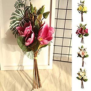 Artificial Fake Rose Silk Flowers 5 Flower Head Leaf Garden Decor Bridal Bouquet