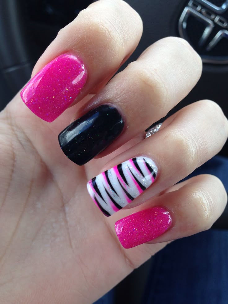 37 Best Black & Pink Nails Images On Pinterest Make Up, Pretty Nails zebra pink black - 37 Best Black & Pink Nails Images On Pinterest Make Up, Pretty