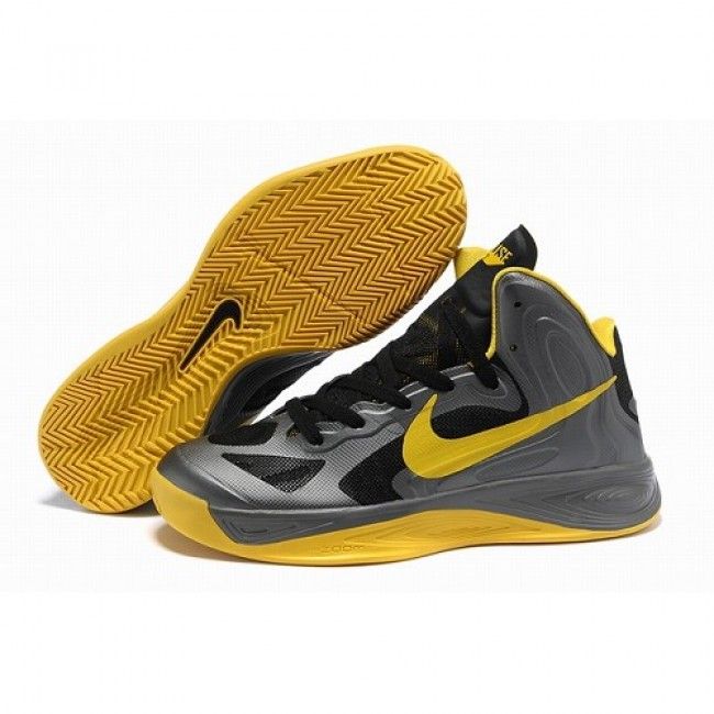 For Sale Nike Zoom Hyperfuse 2012 Men Grey/Black/Yellow Basketball Shoes 1009 For