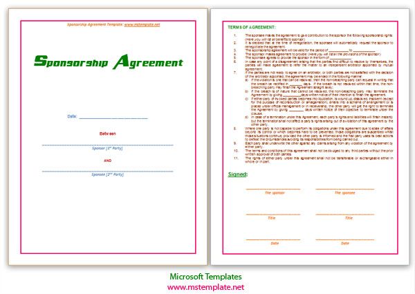 Agreements, Business Agreements, Sponsorship Agreement Template, Templates: http://www.mstemplate.net/sponsorship-agreement-template.html