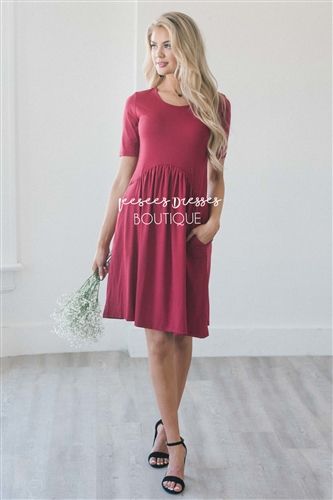 Cardinal Red Curved Seam Modest Dress Bridesmaids Church Cardinal Red Curved Seam Modest Dress Bridesmaids Church Dresses For Trendy