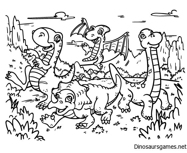 32 Nice Cartoon dinosaur coloring pages for Learning