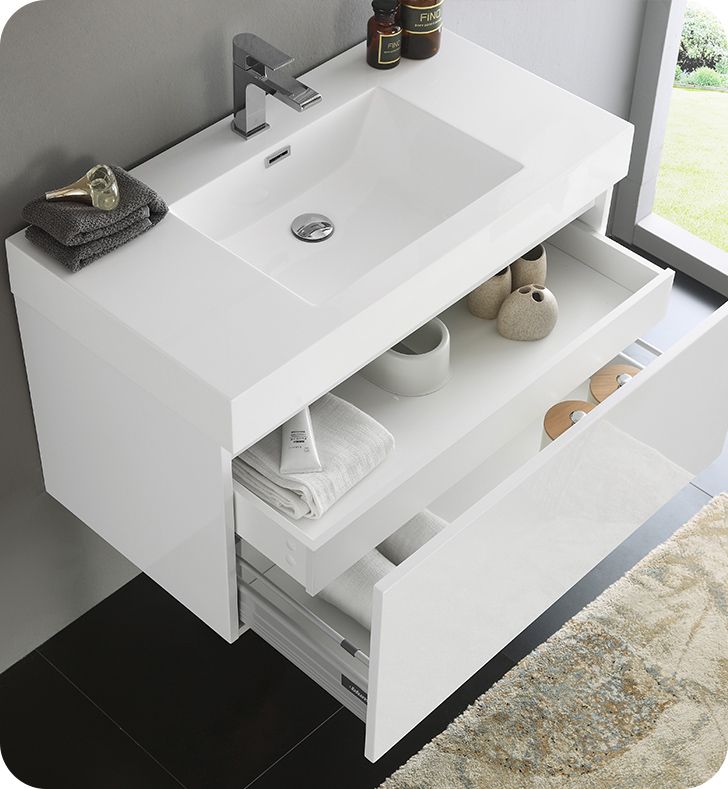 Mezzo White Modern Bathroom Vanity