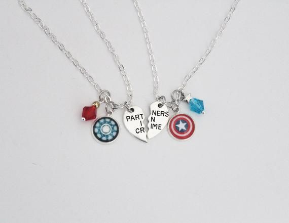 Steve Tony Bff Necklace Set Comic Inspired Jewelry Steve Rogers Tony Stark Captain America Iron Man Stony Friendship Jewelry Otp Gift Bff Necklaces Friendship Jewelry Marvel Jewelry