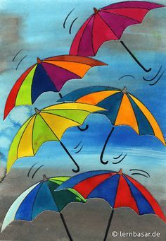 Schmuddelwetter - farbenfrohe Regenschirmparade …