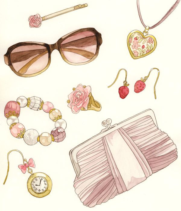 watercolor accessoires by Jack-Violet on DeviantArt  Fashion illustration  watercolor, Accessories design sketch, Fashion art illustration