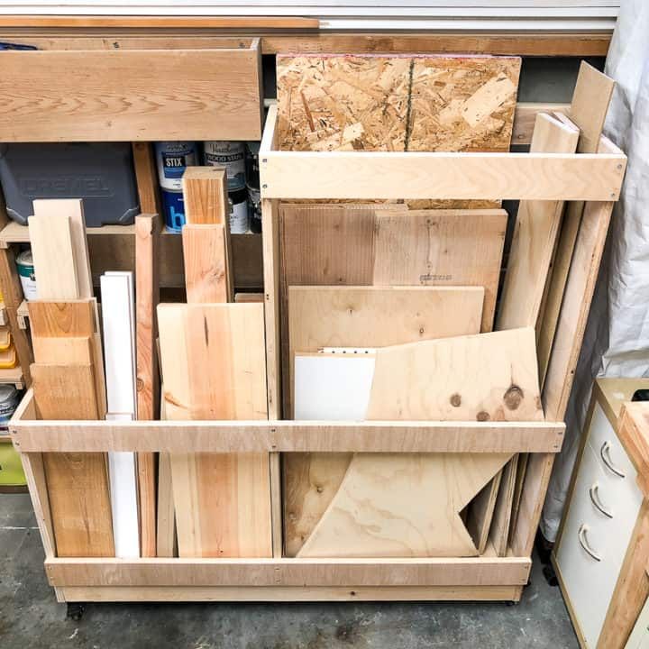 Diy Rolling Lumber Cart With Plans Storage Wood Projects Diy Lumber Storage, Wood Storage Cart Plans