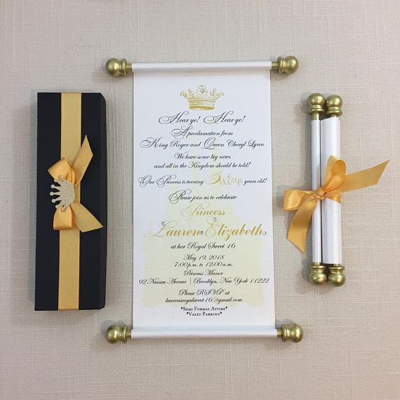 Sweet 16 White Black Gold Scroll Set Of 10 Quince Wedding Handmade Prince Sixteen In Quinceanera Invitations Invitation Cards - Diy Princess Scroll Invitations Sweet 16 White Black Gold Scroll Set Of 10 Quince Wedding Handmade Prince Sixteen In Quinceanera Invitations Invitation Cards - Diy Princess Scroll Invitations