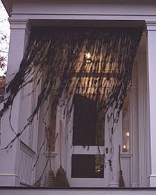super easy way to decorate doorways or a large area of wall spacetake a black trash bag cut it open with sharp scissors cut fringe twist and stretch the