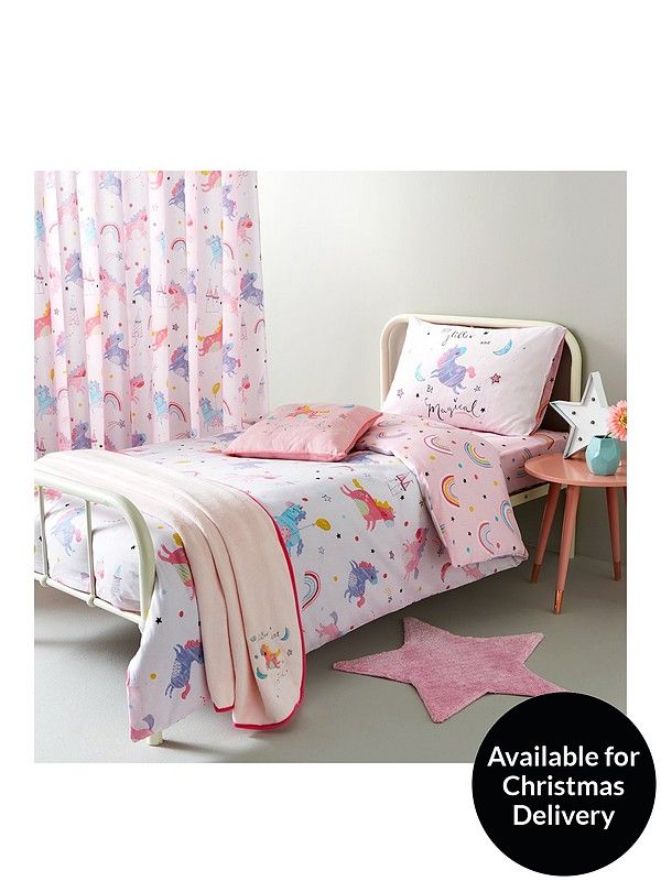 Cotton Rich Duvet Cover Pink Stardust Unicorn Double Duvet