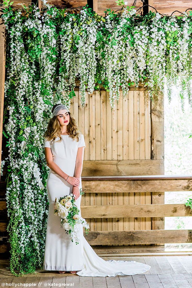 Hanging Wedding Installation Made With Silk Wisteria Flowers From