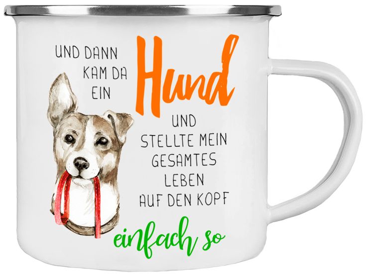 Glück bedeutet Akita Inu Email Becher Emailtasse mit Rand Glück bedeutet Akita Inu Email Becher Emailtasse mit Rand