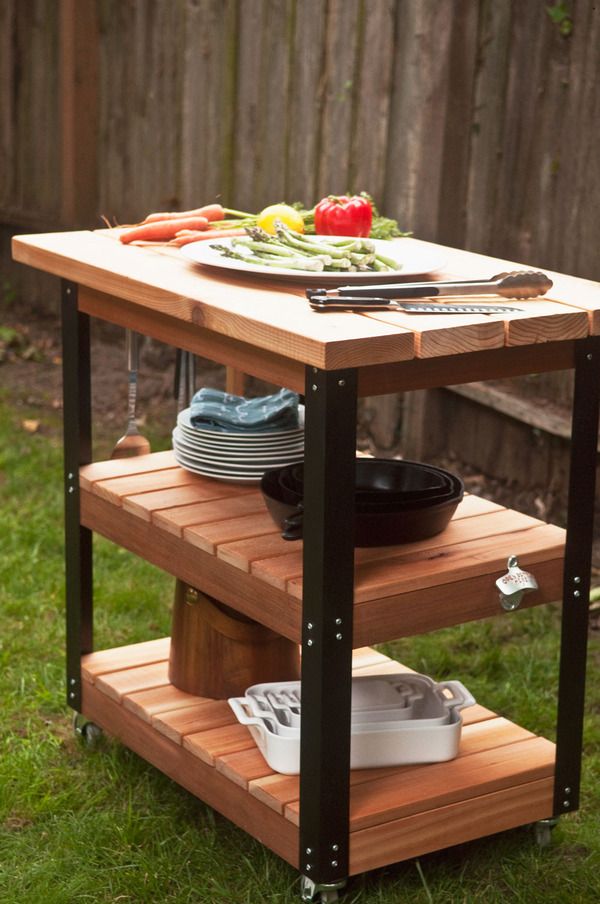 How To Make A Diy Rolling Grill Cart And Bbq Prep Station Table Outdoor Kitchen Countertops Rolling Grill Cart And Bbq Prep Station, Prep Table For Outdoor Grill