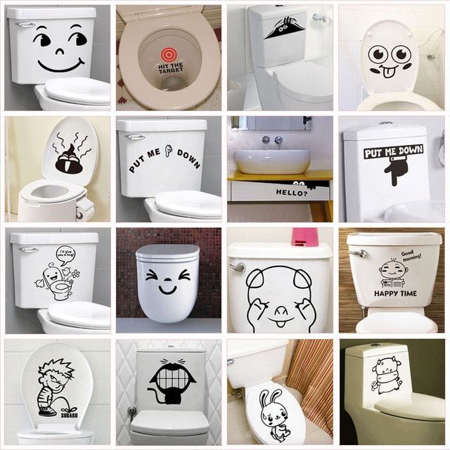 3D Creative Wall Sticker Waterproof Toilet Stickers Bathroom Living Room Art
