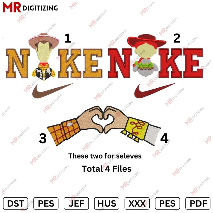 Nike Woody X Nike Jessie Toy Story Embroidery Design