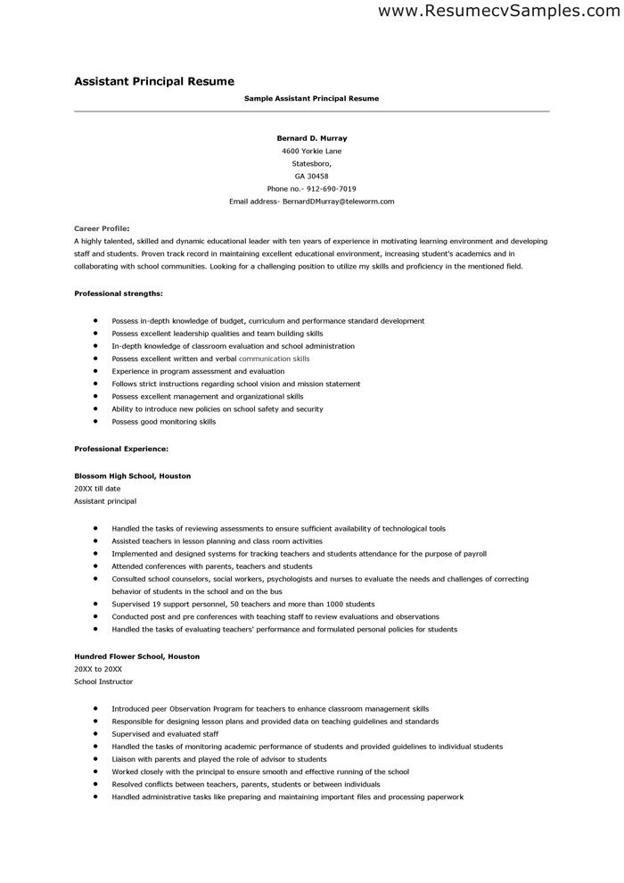 Best Assistant Principal Resume Examples The resume has to different that make attention of the hiring managers. We are here to help you to be the best on the competition of getting the job. You have to know the job description that make you show the best of your summary qualifications.
