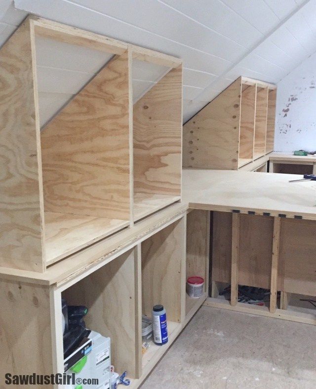 Building Angled Cabinets Woodworking Pinterest Attic Building Angled Cabinets