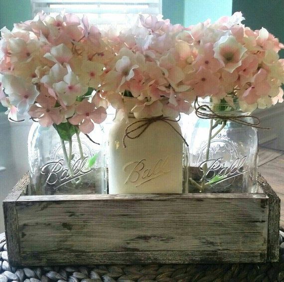 Mason Jar Centerpiece Distressed Rustic Cottage Chic Spring Floral Southern Mason Jar Centerpiece Distressed Rustic Cottage Chic Spring Floral Southern