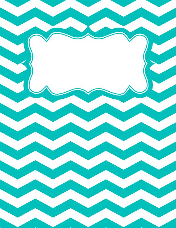 Free printable turquoise and white chevron binder cover template. Download the cover in JPG or PDF format at http://bindercovers.net/download/turquoise-and-white-chevron-binder-cover/