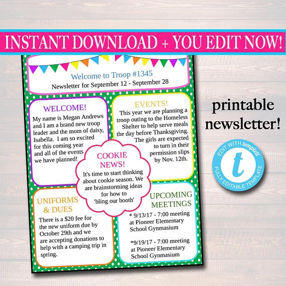 This AWESOME newsletter template is PERFECT to stay in touch with other parents and communicate about anything - events, upcoming tests, membership dues, meetings, trips, etc and to stay organized! Once you purchase this file, it is yours to keep forever! You can use this