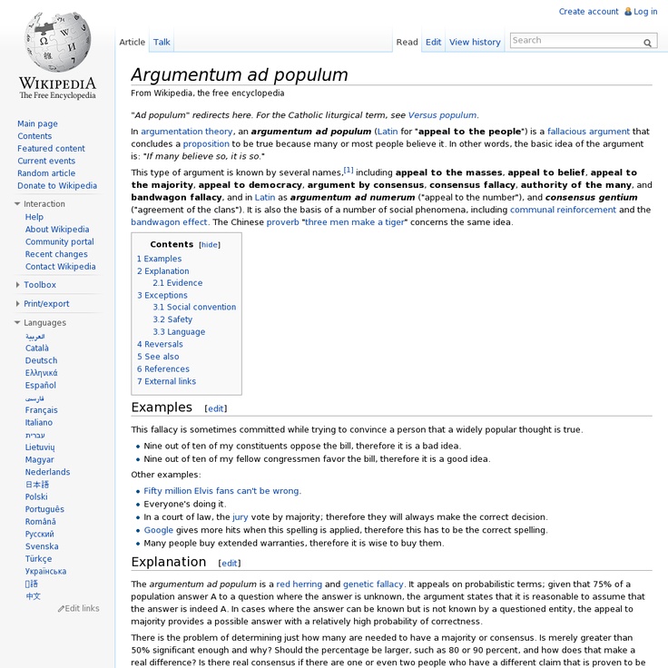 Argumentum ad populum @ Wikipedia | Argumentum ad populum Argumentum ad populum @ Wikipedia | Argumentum ad populum