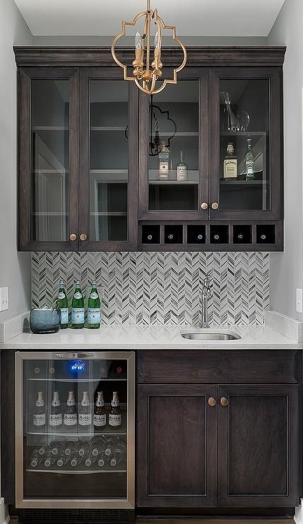 exquisite brown bar boasts dark brown shaker cabinets backsplash designs with dark cabinets