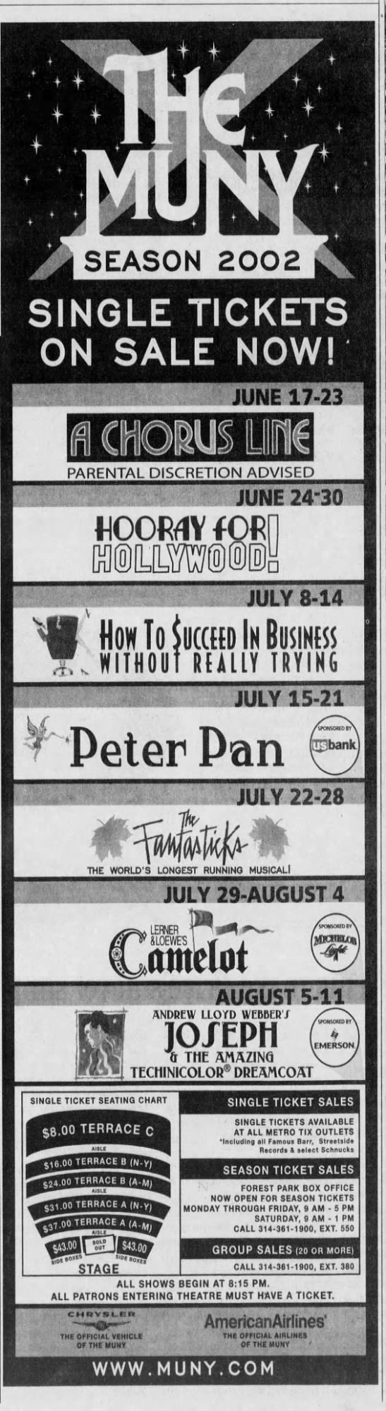 2002 Muny Schedule Muny, How to run longer, A chorus line