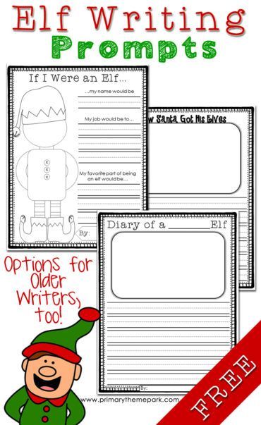 Elf writing prompts with printable writing paper for each prompt. Also includes book suggestions, crafts, and other fun elf-themed ideas kids will love!