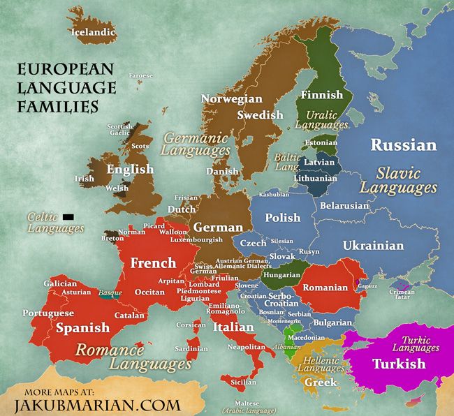 an intriguing map on languages and language families in european languagesenglish