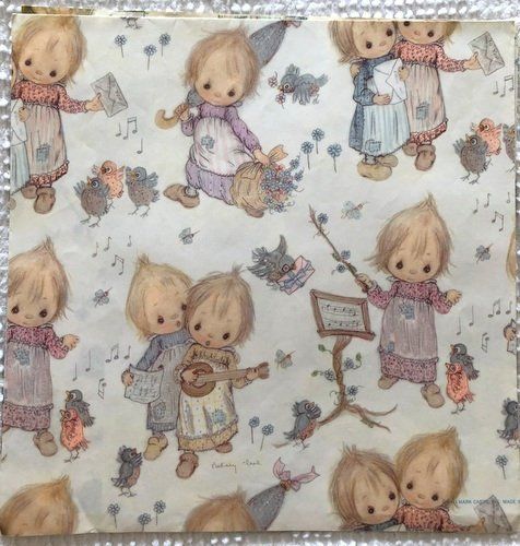 Vintage Hallmark Betsey Clark Gift Wrap - Two Sheets - Precious Images - Wrappin...