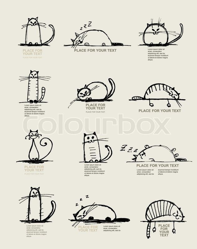 Esquisse De Drôles De Chats Bebe Drole Cat Sketch Funny Cats Sketch Design