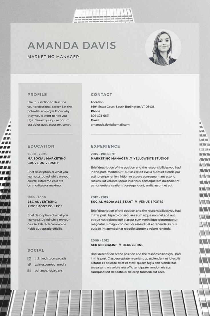 Amanda 3 Page Resume/CV Template | Word | Photoshop | InDesign | Professional Resume Design | Cover Letter | Instant Download | Professional CV Template