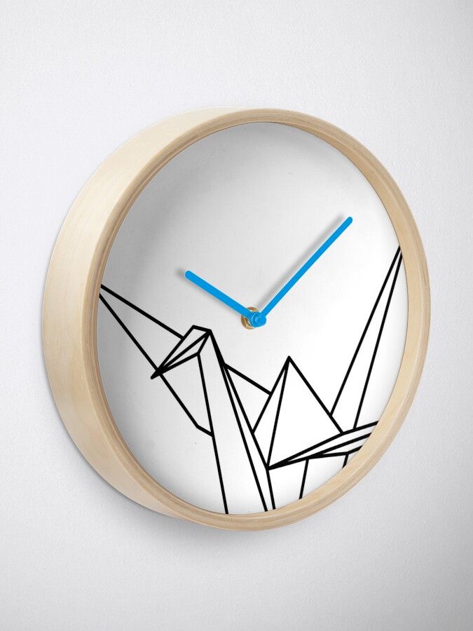 "Black Origami Crane" Clock by PrintStopStudio | Redbubble | Origami
