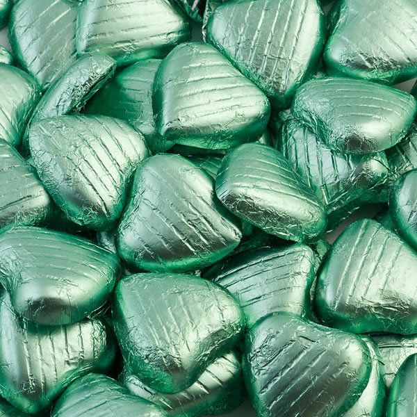17 Best Chocolate Hearts Images On Pinterest Wedding Keepsakes One Eyed Cat Ltd Foil Wred Chocolate Hearts Pale Green Pk 100