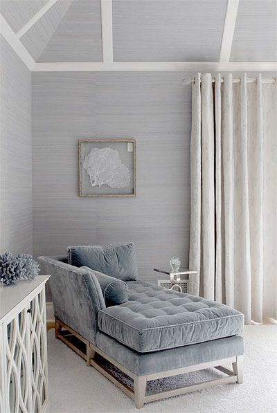 The Modern Sophisticate Eye Candy Grey Gr Cloth Wallpaper Part Tufted Velvet Chaise Master Bedroom Decor Colors Gray