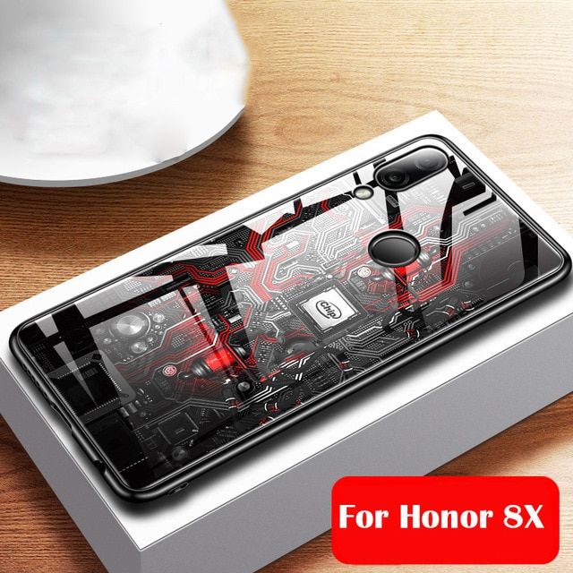 Aixuan Glass Case For Huawei Honor 8x Case Painted Tempered Glass Silicon Protective Cover Cases For Huawei Honor 8x Play Revi Case Cover Case Phone Case Cover