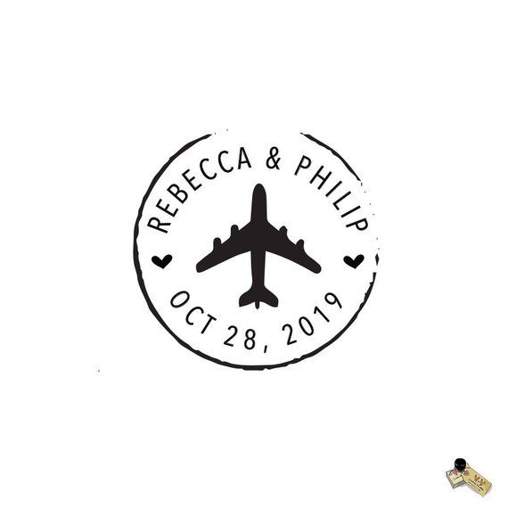 Airplane Wedding Date Stamp Pport Travel Etsy Tattoo Airplane Wedding Date Stamp